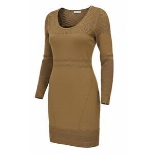 NWT M.Patmos 100% Merino Wool Pointelle Knit Mini Dress M Chestnut